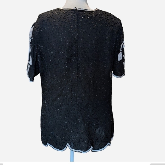 Pre-owned   Vintage Stenay Black and Silver Embroidered Blouse.100%Silk - Picture 2 of 9